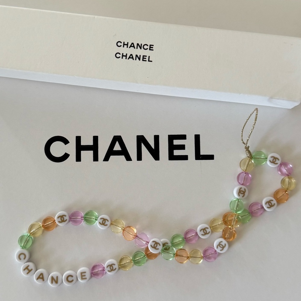 NIB CHANEL Chance Beaded Phone Charm Strap Bracelet